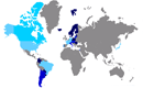 Mapa Pases luces diurnas drl, countries map